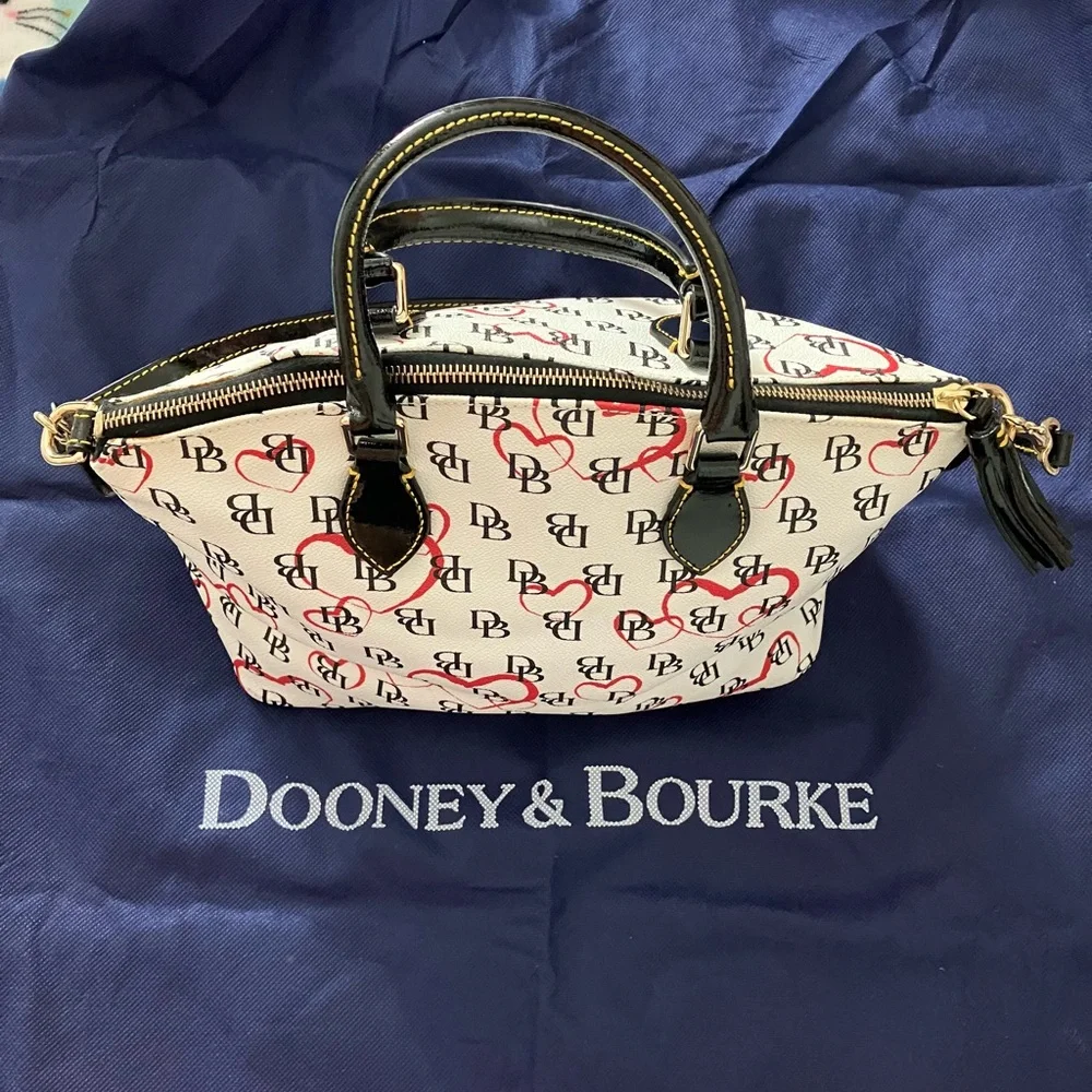 Dooney & Bourke w/ Black Patent Leather Tassel, Handles, Optional Strap and Trim - Picture 16 of 16